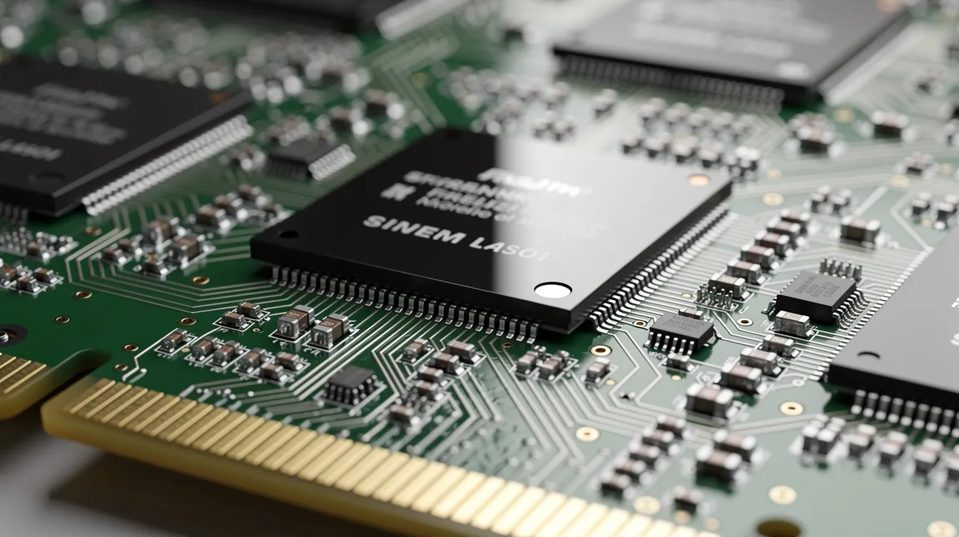 High-end graphics processing units (GPUs) mounted on a green circuit board